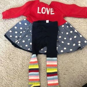 Baby gap dress 18 months, tights 12 to 24 months